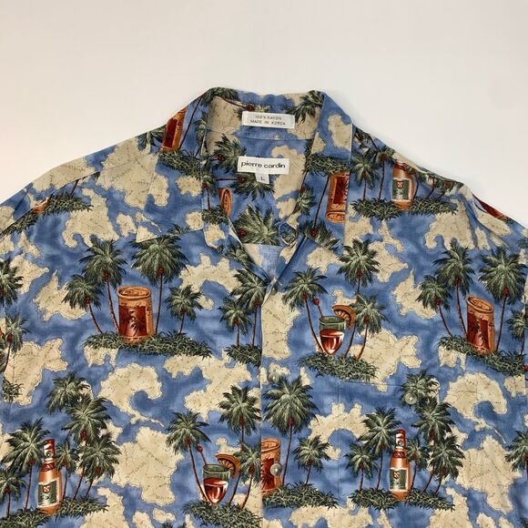 Vintage Pierre Cardin Shirt Mens L Large Rayon Island Cocktail Hawaiian Floral - Picture 3 of 11